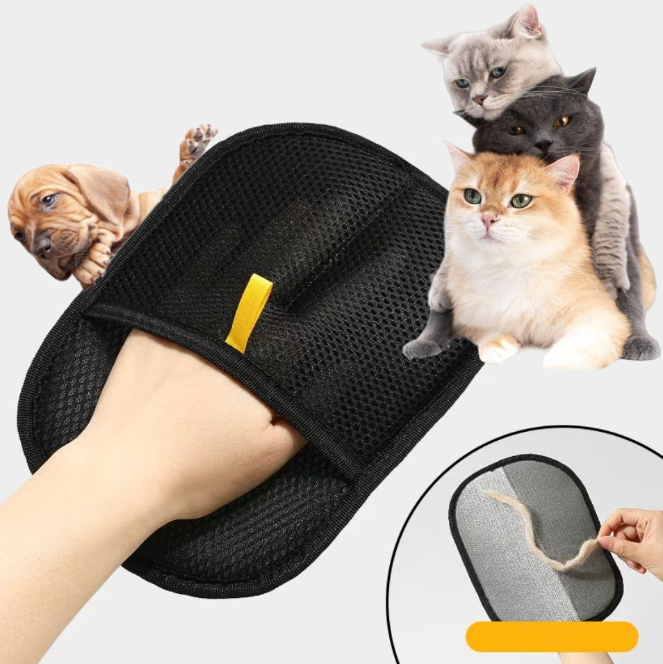 Dual-Sided Pet Grooming Gloves & Hair Remover Mitt (Washable, Anti-Static)