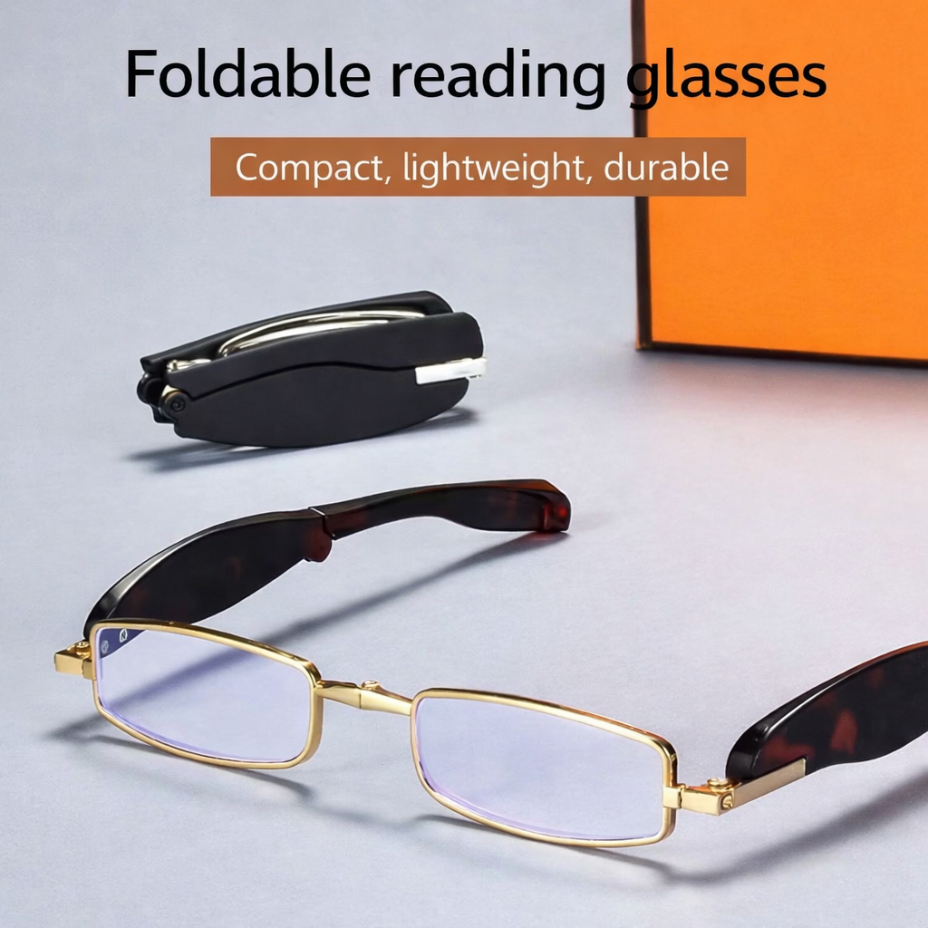 Folding Reading Glasses: 360° Rotation Anti-Blue Light Portable Pocket Readers for Men & Women, Compact HD Comfort