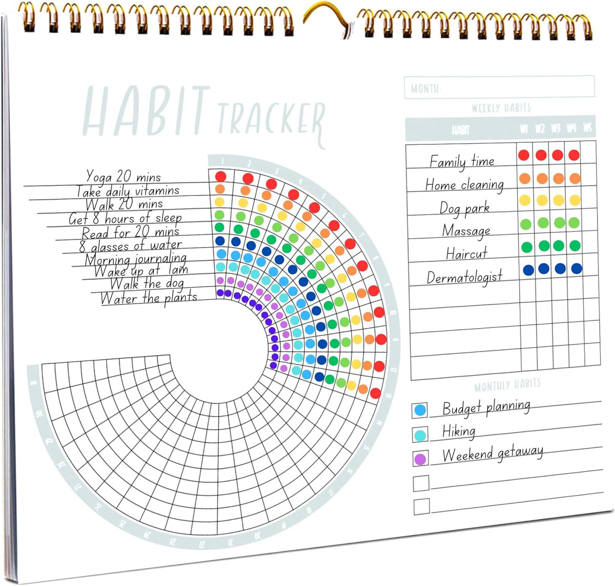 Habit Tracker Calendar, Undated Weekly & 12-Month Goal Journal