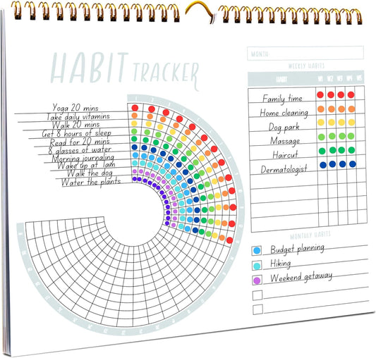 Habit Tracker Calendar, Undated Weekly & 12-Month Goal Journal