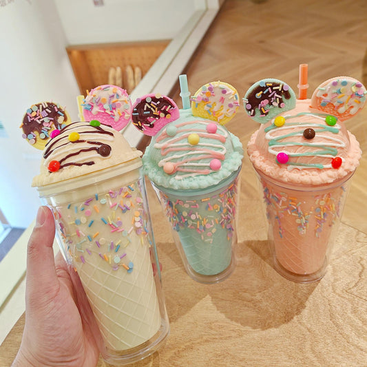 Ice Cream Parfait Tumbler, Insulated Sipper Cup with Straw