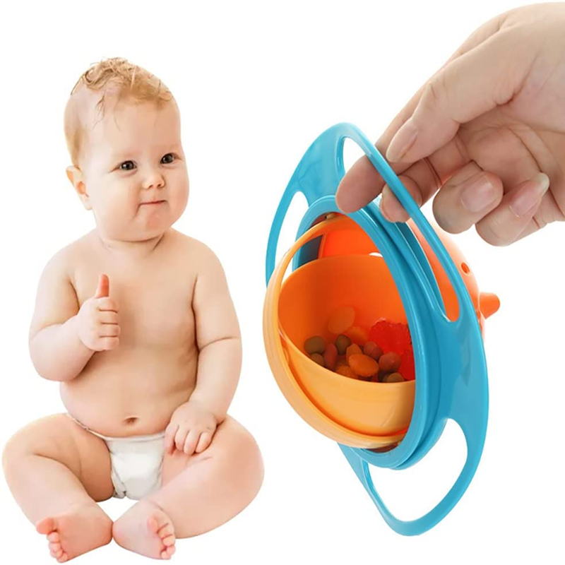Magic Gyro Bowl for Kids, 360° Rotating Spill-Proof Baby Feeding Bowl with Lid, BPA-Free Snack Dish