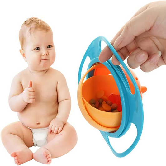 Magic Gyro Bowl for Kids, 360° Rotating Spill-Proof Baby Feeding Bowl with Lid, BPA-Free Snack Dish