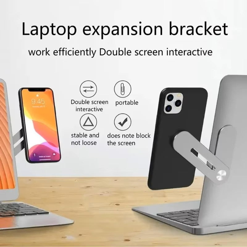 Magnetic Laptop Expansion Bracket, Side Mount Phone Clip for Dual Display