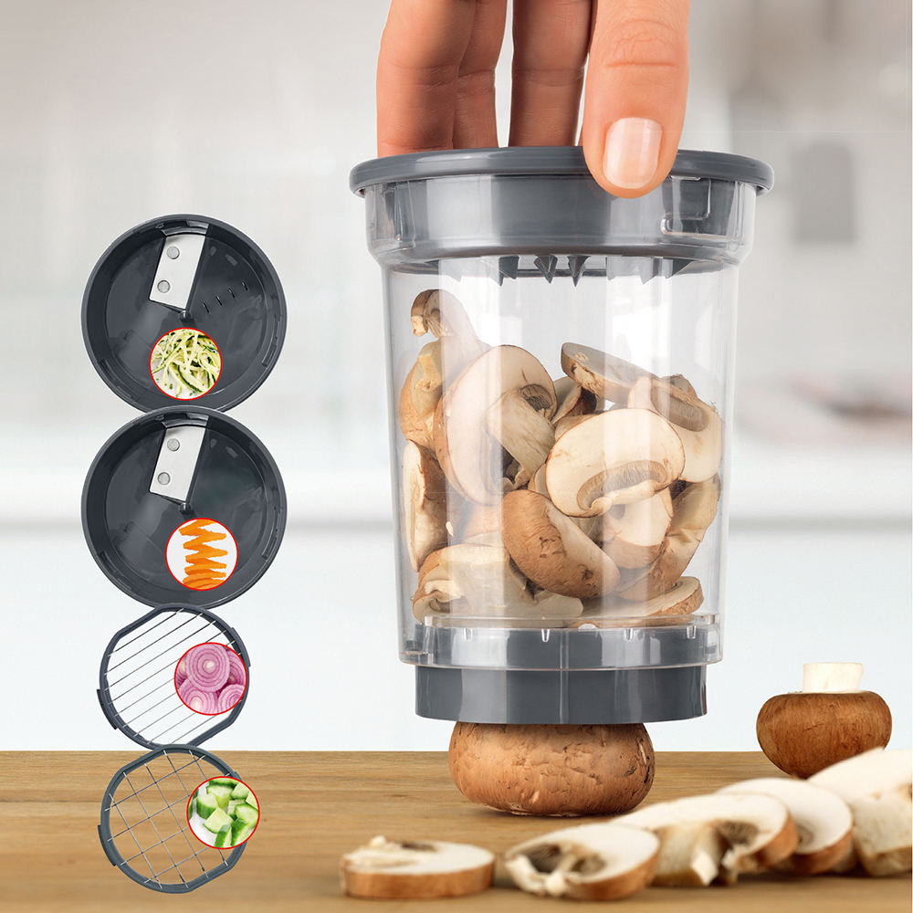 Mini Manual Food Chopper & Processor, Hand-Pull Vegetable Slicer, Garlic Mincer, and Puree Maker