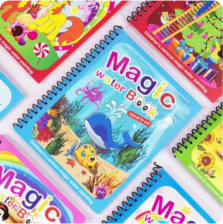 Montessori Magic Water Drawing Book, Reusable Sensory Coloring Activity