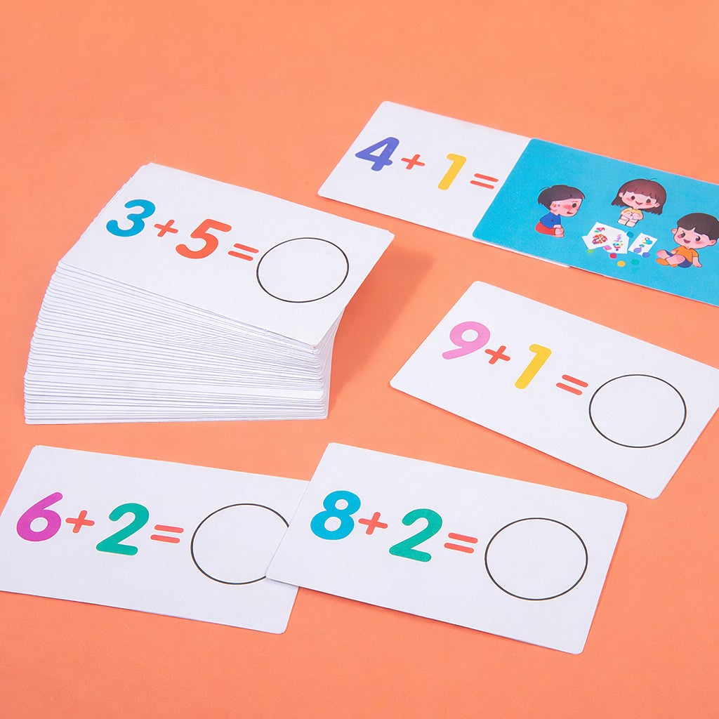 Montessori Number Crunching Math Toy Set - Wooden Bead & Card Arithmetic Game