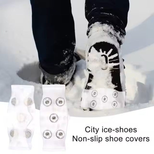 Non-Slip 5-Spike Ice Cleats, Universal Traction Snow Grips for Hiking, Walking & Fishing