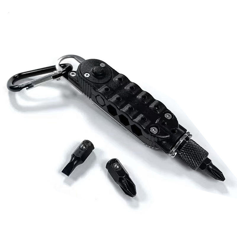 Slotted Keychain Mini Pocket Multi-Tool - Survival Bottle Opener with Flathead & Cross Screwdrivers