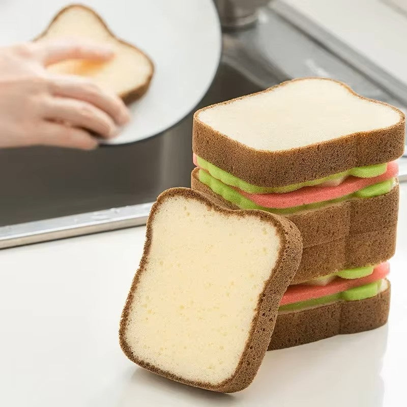 Toast-Shaped Dishwashing Sponge Set - Soft & Absorbent Bread Slice Cleaning Sponges for Dishes & Pots