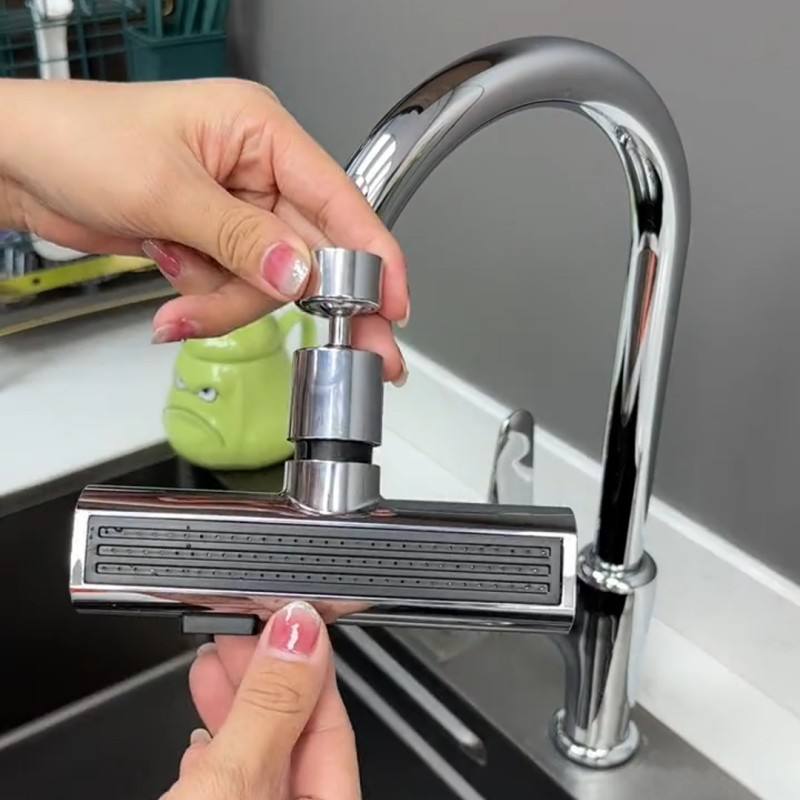 Universal Rotating Faucet Extension Nozzle with Splash-Proof Aerator