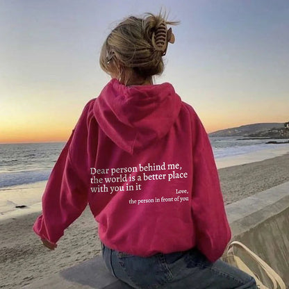 Dear Person Behind Me Sweatshirt in Hot Pink