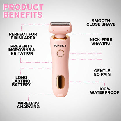 Product benefits: smooth close shave, nick-free, waterproof
