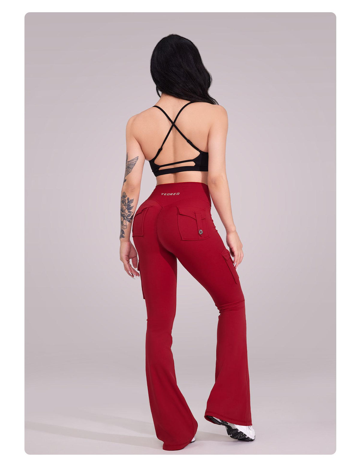Scrunch back flare leggings with cargo pockets
