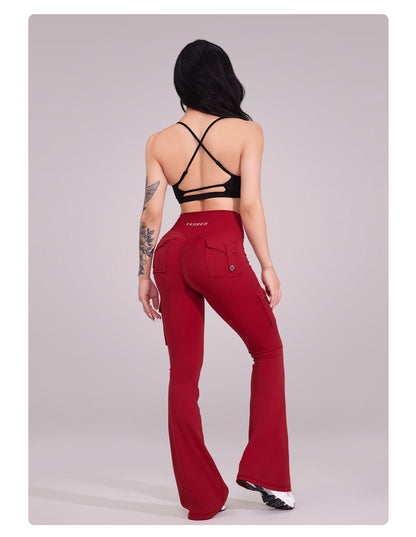 Scrunch back flare leggings with cargo pockets