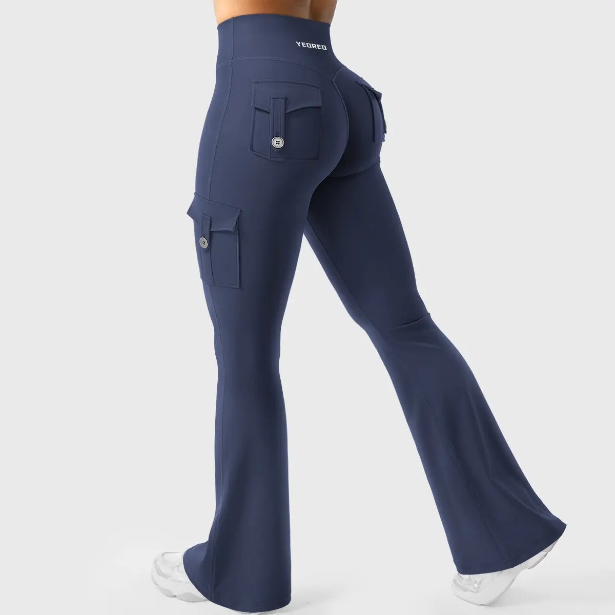 Flare Cargo Pocket Leggings in Navy