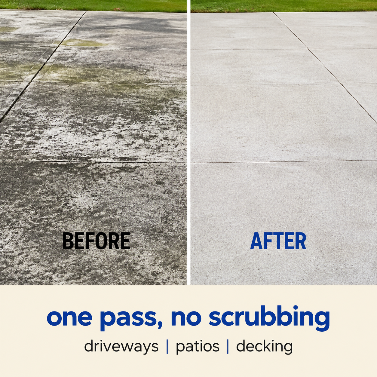 Driveway before and after cleaning with JetHose