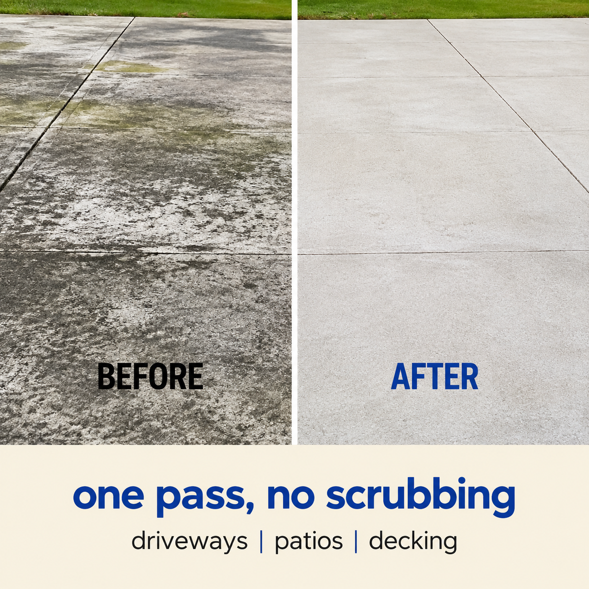 Driveway before and after cleaning with JetHose