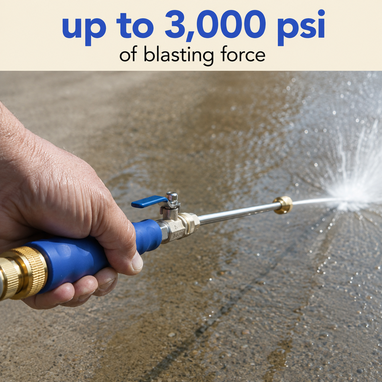 JetHose firing a high pressure jet at wet concrete