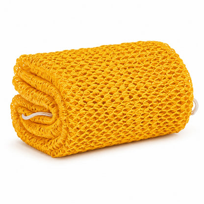 Pomence™ African Exfoliating Net Sponge. Yellow: rolled 45 inch nylon net sponge