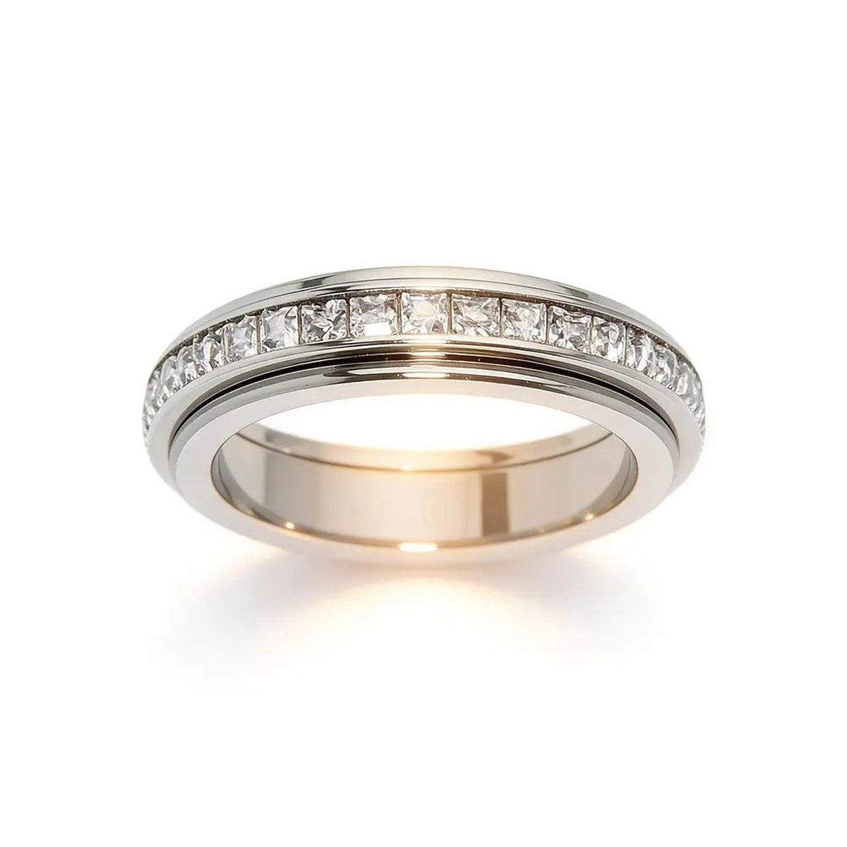 Pomence™ Anxiety Spinner Ring. Rose Gold: spinner ring on a white background