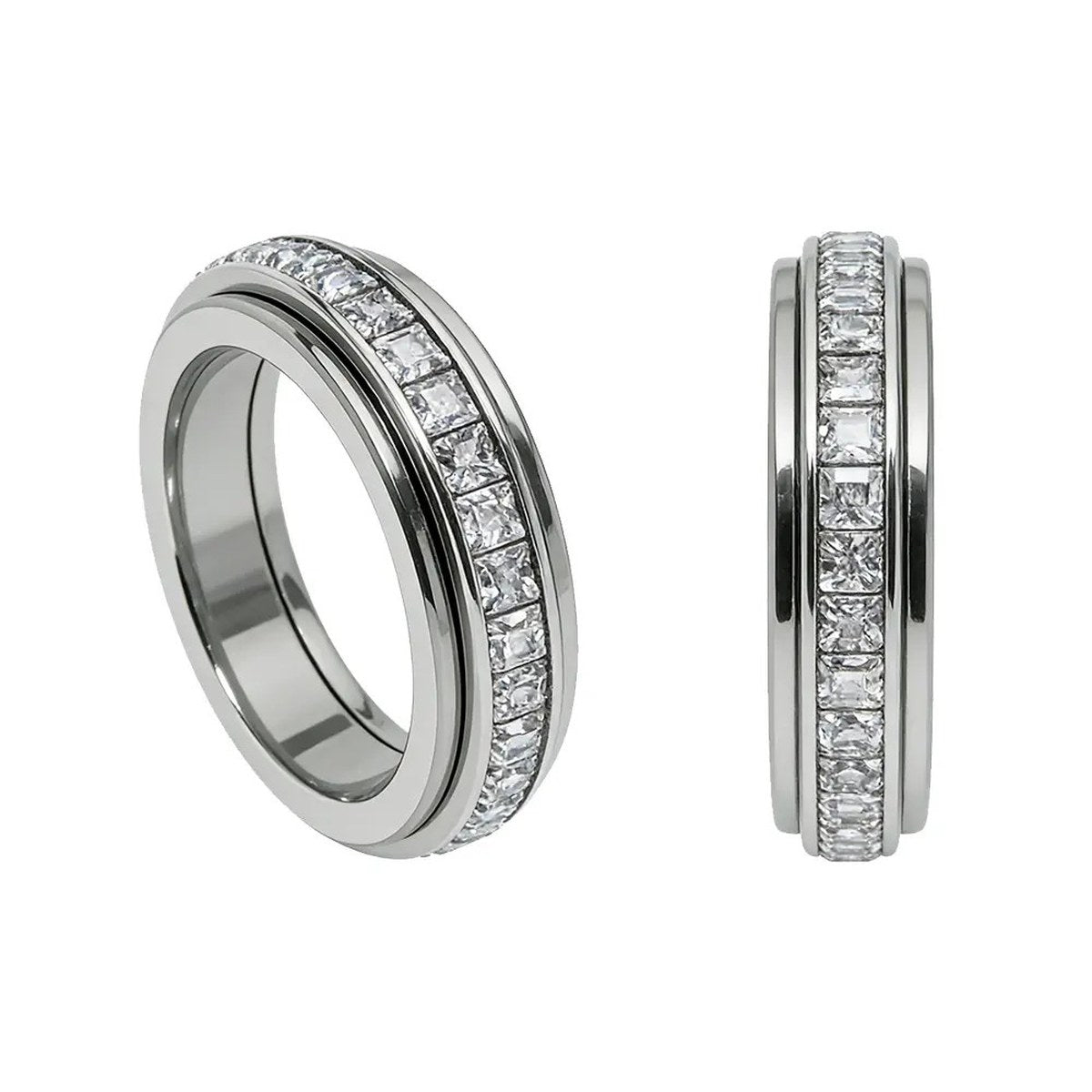 Pomence™ Anxiety Spinner Ring. Two spinner rings shown side by side