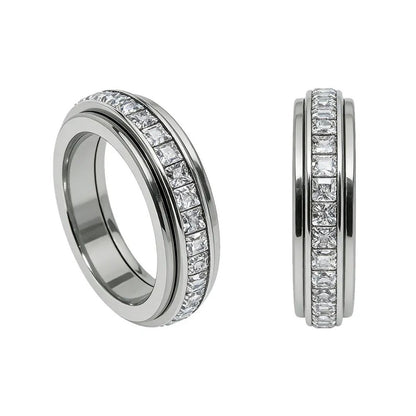 Pomence™ Anxiety Spinner Ring. Two spinner rings shown side by side