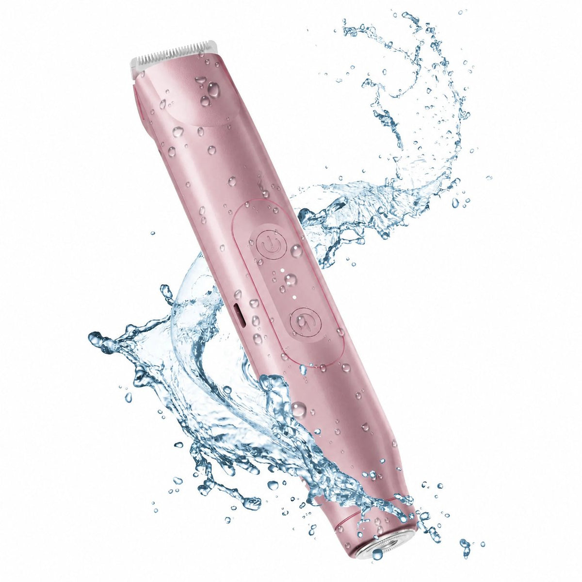 Pomence™ 2-in-1 Bikini Trimmer. Pink: 2-in-1 bikini trimmer, rinsed clean under running water