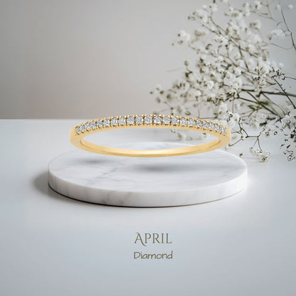 Pomence Birthstone Stacking Ring in the April Diamond color