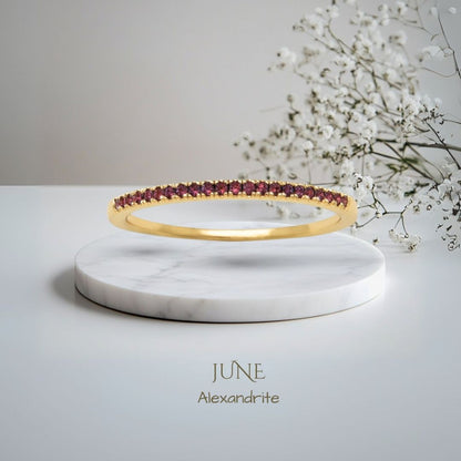 Pomence Birthstone Stacking Ring in the June Alexandrite color