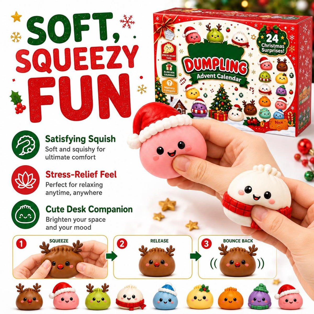 Soft squeezy fun: squeeze, release, bounce back stress relief
