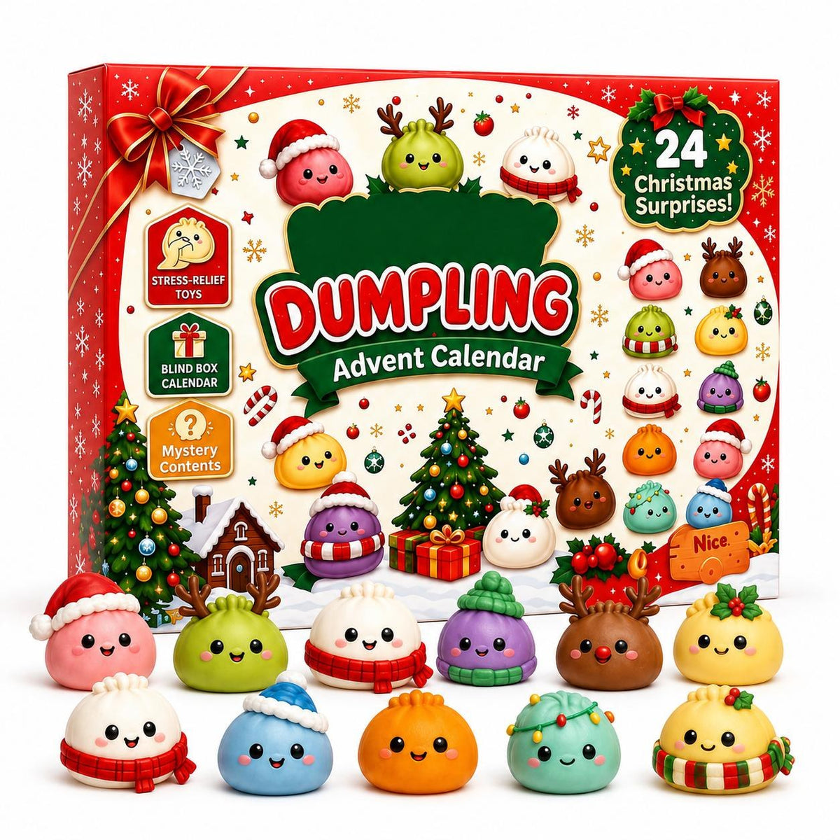 All 24 daily surprises and the full Dumpling Advent Calendar box