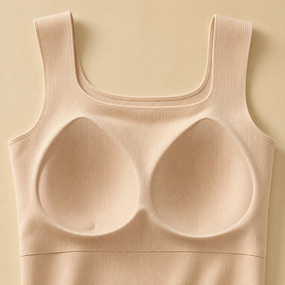 Inside the Pomence Front-Support Bra Tank: the sewn-in cups that hold their shape