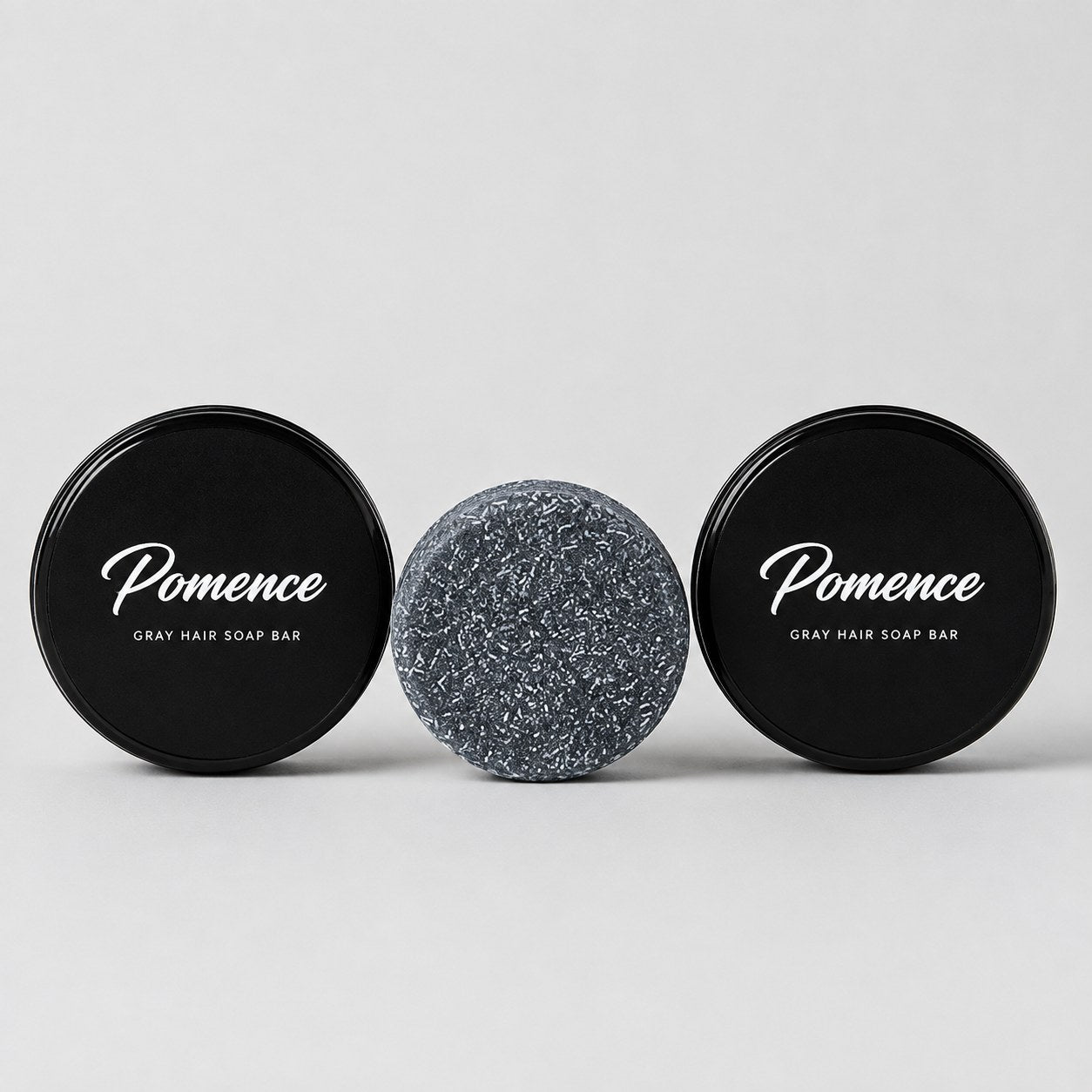Two Pomence Gray Hair Soap Bar tins side by side, Buy 1 Get 1 Free