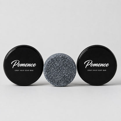 Two Pomence Gray Hair Soap Bar tins side by side, Buy 1 Get 1 Free