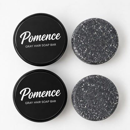 What's in the box: two Pomence Gray Hair Soap Bar tins and bars