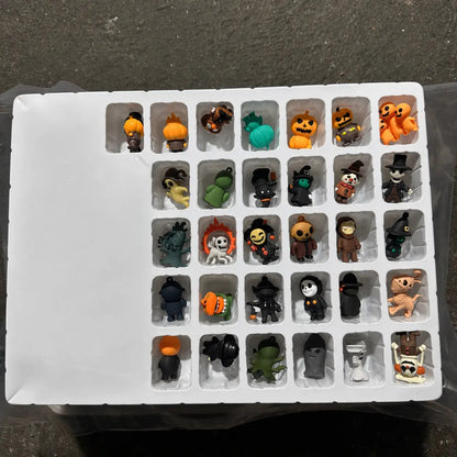 Individual scary doll minifigures and hanging charms from the blind bag set