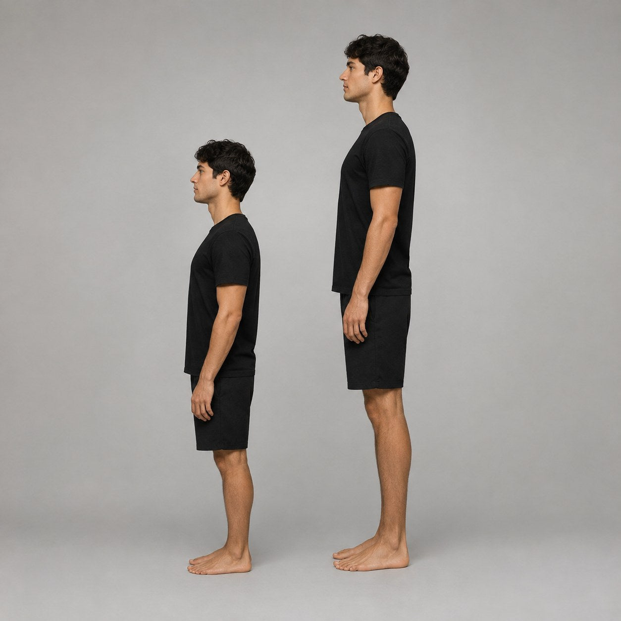 Pomence™ Height Boost Insoles. Height comparison with and without Pomence Height Boost Insoles