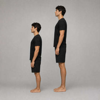 Pomence™ Height Boost Insoles. Height comparison with and without Pomence Height Boost Insoles