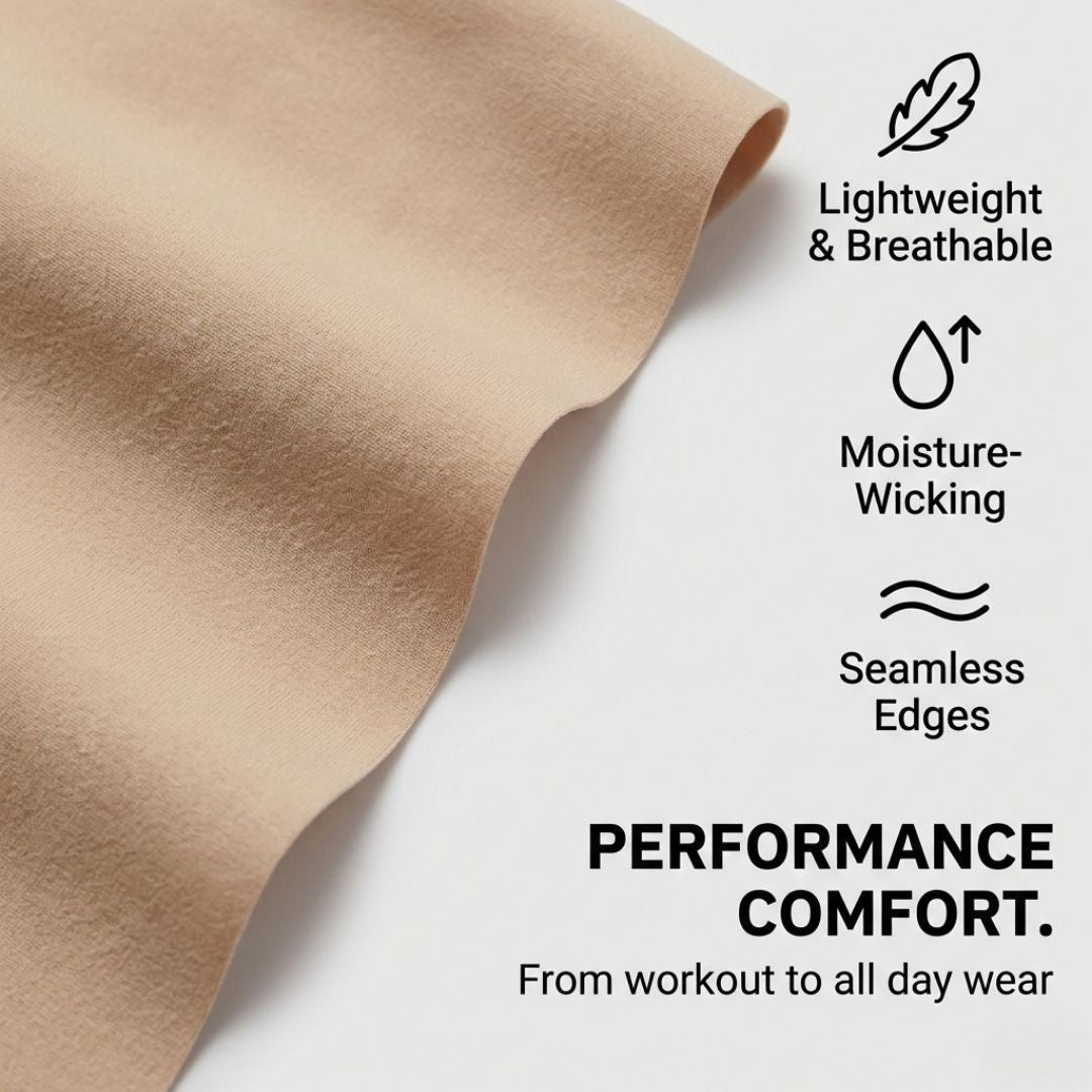 Macro of the soft, lightweight fabric of the Pomence Invisible No-Show Thong, moisture-wicking with seamless edges