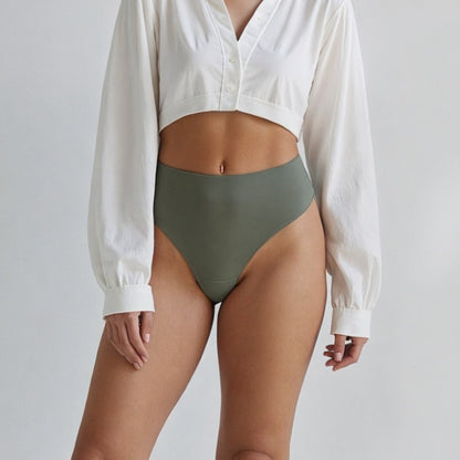 The Pomence Invisible No-Show Thong in Moss