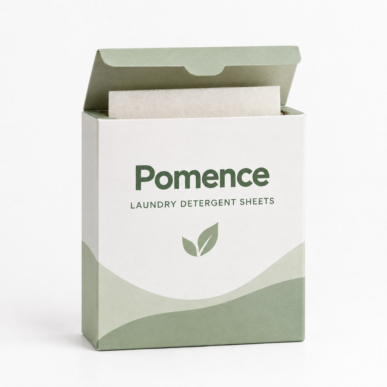 Pomence Laundry Detergent Sheets pack, studio product shot