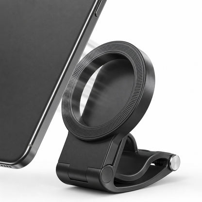 Pomence™ Magnetic Car Phone Mount. Macro of a phone approaching the magnetic ring, strong magnetic hold