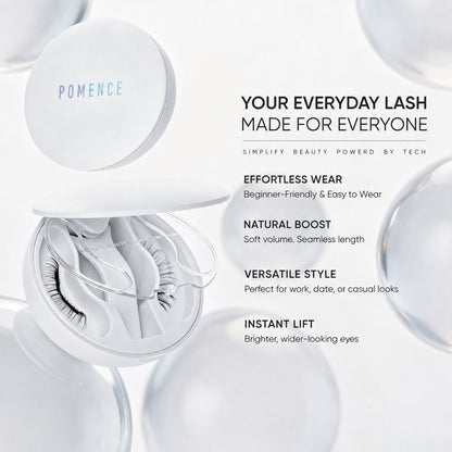 Pomence™ Soft Magnetic Eyelashes Kit. Pomence Soft Magnetic Eyelashes Kit case, open, with applicator