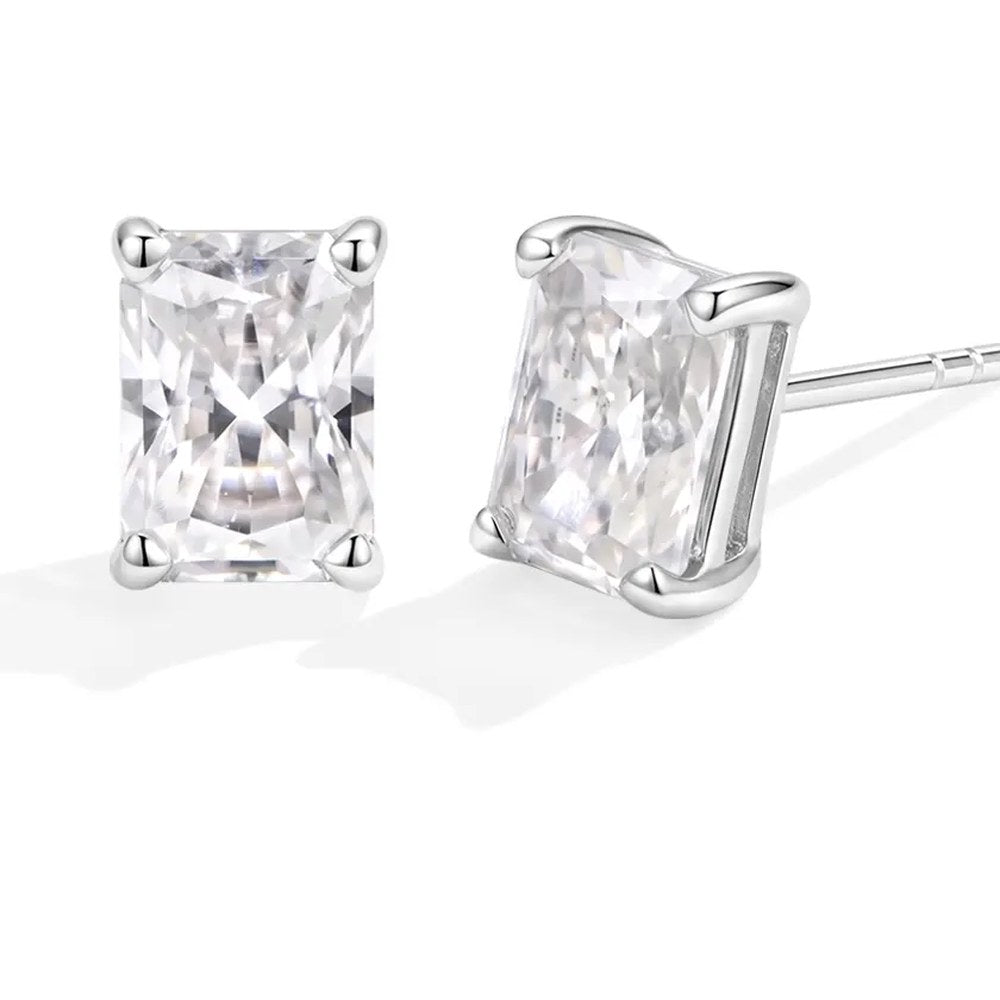 Clean packshot of a pair of Pomence Moissanite Stud Earrings on a plain white background