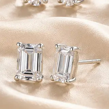 Pomence Moissanite Stud Earrings, octagon cut in silver