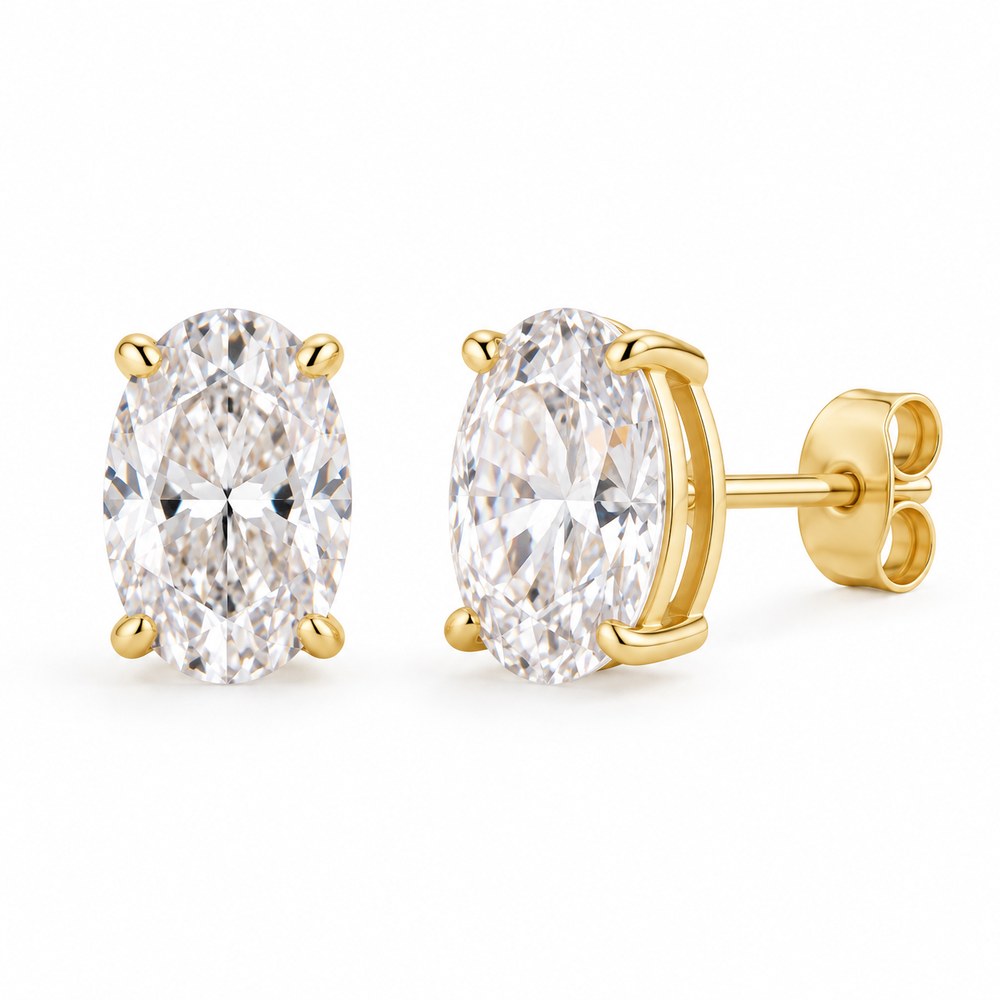 Pomence Moissanite Stud Earrings, oval cut in yellow