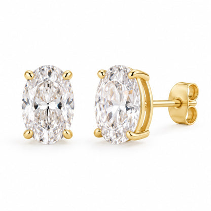 Pomence Moissanite Stud Earrings, oval cut in yellow
