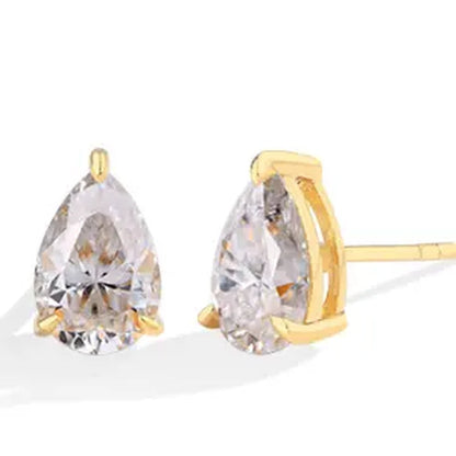 Pomence Moissanite Stud Earrings, pear cut in yellow