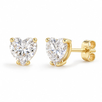 Pomence Moissanite Stud Earrings, heart cut in yellow